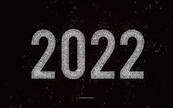 Happy New Year 2022, white glitter art, 2022 New Year, 2022 white glitter background, 2022 concepts, black background, 2022 greeting card HD wallpaper