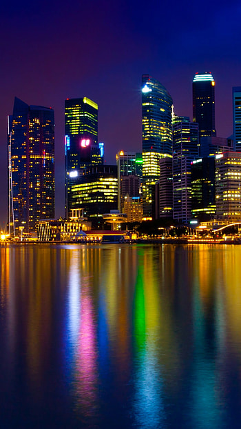Singapore, Marina Bay, Town color light HD phone wallpaper