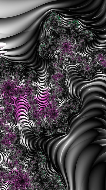 Vertical Fractal Background for Smart - Black and White with Highlights, white, black, pattern, psychedelic, trippy, Abstract, fractal, abstract black HD phone wallpaper