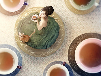 Asian and tea, tea, ASian, art, situation, girl, cup HD wallpaper