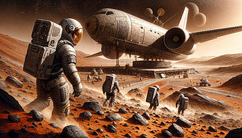 Exploring Mars, astronaut, exploration, spaceship, AI Art HD wallpaper