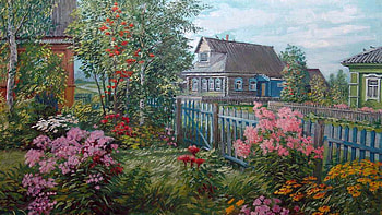 country garden, garden, flowers, country, house HD wallpaper