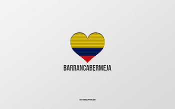 I Love Barrancabermeja, Colombian cities, Day of Barrancabermeja, gray background, Barrancabermeja, Colombia, Colombian flag heart, favorite cities, Love Barrancabermeja HD wallpaper
