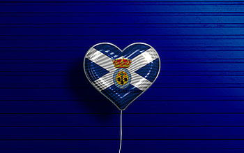 I Love Santa Cruz de Tenerife, , realistic balloons, blue wooden background, Day of Santa Cruz de Tenerife, spanish provinces, flag of Santa Cruz de Tenerife, Spain, balloon with flag, Provinces of Spain, Santa Cruz de Tenerife flag, Santa Cruz de Tener HD wallpaper
