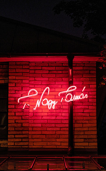 Night, Words, Neon, Illumination, Backlight, Inscription, Brick Wall HD phone wallpaper