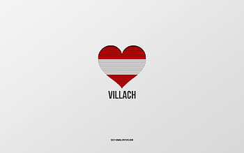 I Love Villach, Austrian cities, Day of Villach, gray background, Villach, Austria, Austrian flag heart, favorite cities, Love Villach HD wallpaper