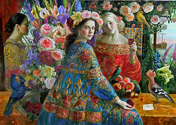 Lady Of, OLD, FLOWERS, PAINTING, LADY HD wallpaper