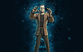 Vintage Frankensteins Monster, , blue neon lights, Fortnite Battle Royale, Fortnite characters, Vintage Frankensteins Monster Skin, Fortnite, Vintage Frankensteins Monster Fortnite HD wallpaper