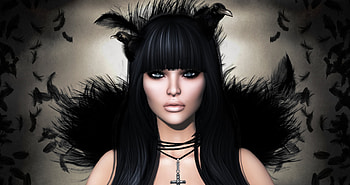 Dark beauty, rendering, black, girl, CG, woman, raven, feather, crow, fantasy, face, luminos HD wallpaper