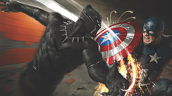 Captain America Vs Black Panther, captain-america, black-panther, superheroes, concept-art, marvel HD wallpaper