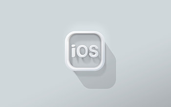 iOS Logo, Apple logo, White background, 3D art HD wallpaper