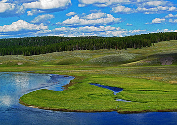 Nature, Rivers, Clouds, Forest, Hills HD wallpaper