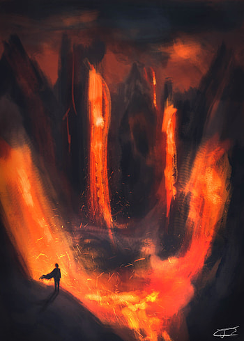 Art, Lava, Wanderer, Dungeon HD phone wallpaper