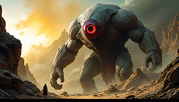 Epic Cyclops: Stunning Ultra, cyclops, monster, giant, landscape, fantasy, fantasy landscape HD wallpaper