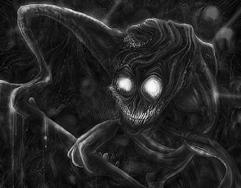 Grotesque, night, darkness, creature, fence HD wallpaper