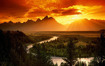 dom, Nature, Rivers, Trees, Sunset, Sun, Shine, Light, Forest, Height, Evening, Silence, Bends, Serenity HD wallpaper