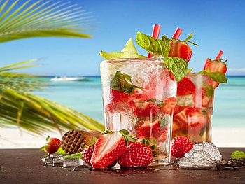 ❤️, Cream, Summer, Strawberries, Coast HD wallpaper