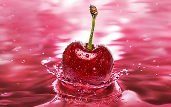 Cherry, red, summer, pink, fruit, water, vara HD wallpaper