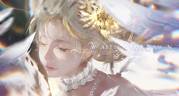 Waiting for dawn, white, art, girl, fantasy, flower, yellow, face, luminos, bride HD wallpaper