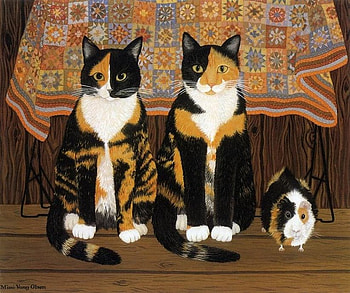 By Mimi Vang Olsen, animal, kitten, painting, art, cat, mimi vang olsen HD wallpaper