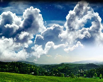 Hill View, blue, green, clouds, sky, hill HD wallpaper