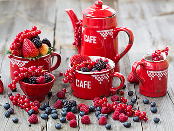 Berries, Teapots HD wallpaper
