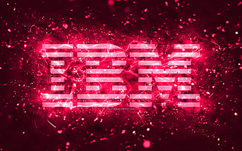 IBM pink logo, , pink neon lights, creative, pink abstract background, IBM logo, brands, IBM HD wallpaper