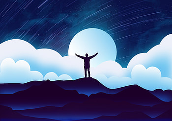 Night, man, joy, hands in air, illustration, art HD wallpaper