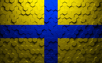 Flag of Parma, honeycomb art, Parma hexagons flag, Parma 3d hexagons art, Parma flag HD wallpaper