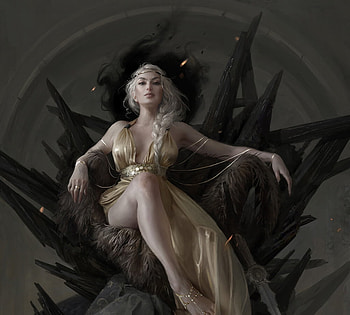 Black halo, martina fackova, fantasy, art, throne, girl, queen, dark HD wallpaper