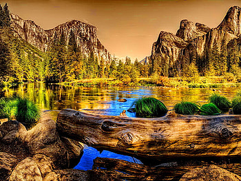 Gateway, river, creek, peaks, peaceful, reflection, autumn, water, calm, pond, fall, beautiful, grass, orange, lake, stones, mountain, emerald, wood, green, nature, sky, calmness HD wallpaper