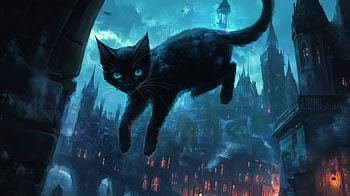Enchanting Black Cat: Fantasy, Fantasy Animal, Black Cat HD wallpaper