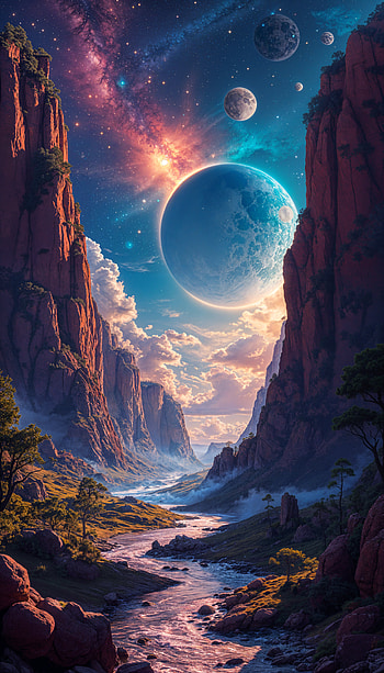 Celestial Serenity: A Cosmic , fantasy, planet, space, landscape, cosmos, fantasy landscape, space fantasy HD phone wallpaper