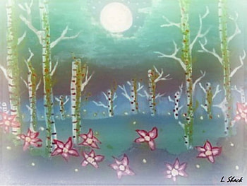 Under the Silver Moon, Painting, Nature, Background, Moon HD wallpaper