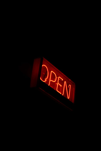 Words, Dark, Neon, Sign, Signboard, Open, It's Open HD phone wallpaper