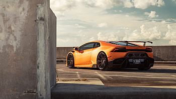 Orange Lamborghini Huracan Rear , lamborghini-huracan, lamborghini, cars HD wallpaper