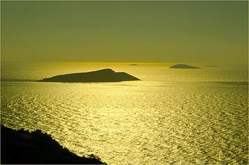 Gold Aegean Sea, sea, island, sunshine, art , beautiful, small, gold HD wallpaper