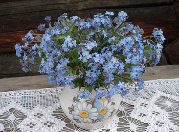 Tiny flowers, blue, bouquet, cute, vase, small, blue flowers, still life, flowers, tiny HD wallpaper