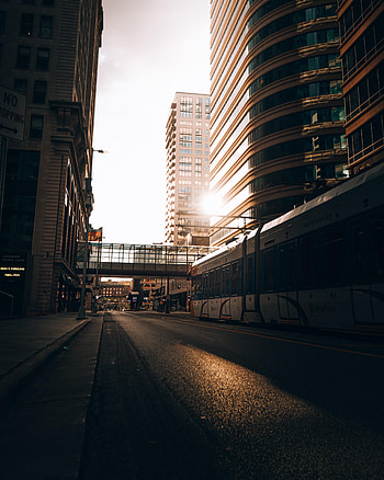 Cities, City, Building, Rays, Beams, Road, Train HD phone wallpaper