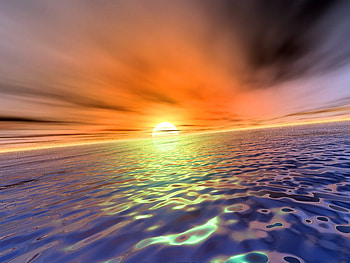 Blue ocean, blue, colors, nature, sun, ocean HD wallpaper