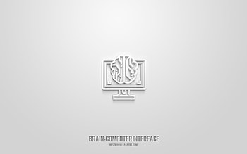 Brain-computer interface 3d icon, white background, 3d symbols, Brain-computer interface, technology icons, 3d icons, Brain-computer interface sign, technology 3d icons HD wallpaper