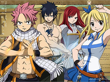 Fairy Tail the strongest team, lucy heartfilia, anime, fairy tail, erza scarlet, gray fullbuster, natsu dragneel HD wallpaper