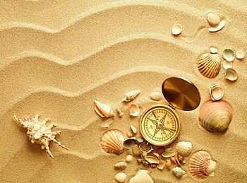 Sand, Shells, Miscellanea, Miscellaneous, Compass, Sink, Sinks HD wallpaper