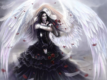 GUARDIAN ANGEL, gothic, black, roses, , angel, dark HD wallpaper
