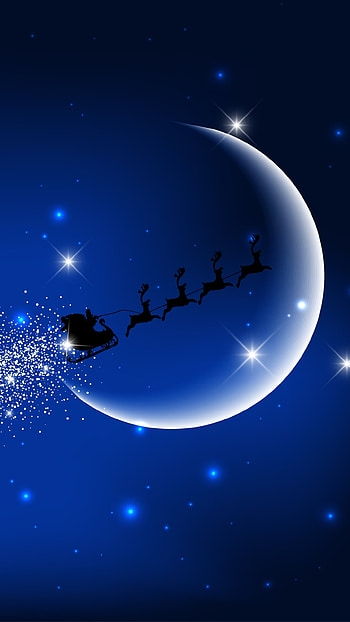 Magical Christmas Night: Santa’s Sleigh Over the Moon – Holiday , holiday, Christmas HD phone wallpaper