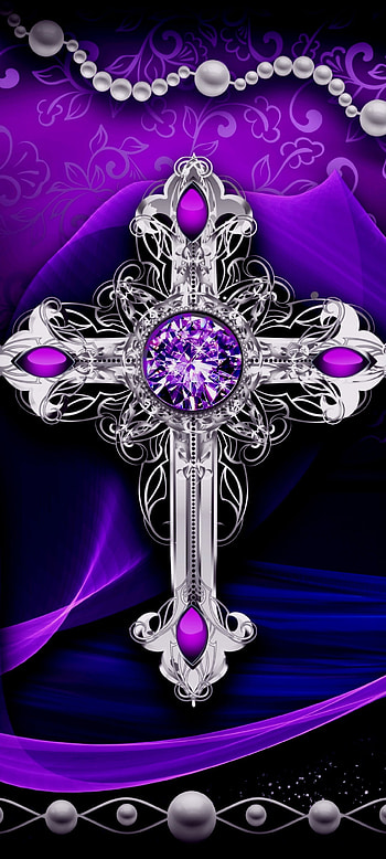 Purple Cross, body_jewelry, magenta, diamond, luxury, silver HD phone wallpaper