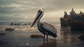 Majestic Pelican on Serene Beach, beach, Animal, pelican HD wallpaper