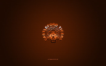 Castleford Tigers, English rugby club, orange logo, orange carbon fiber background, Super League, rugby, Northern Hemisphere, England, Castleford Tigers logo HD wallpaper