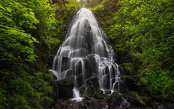 Fairy Falls, waterfalls, rocks, Columbia River Gorge, beautiful waterfall, water concepts, Oregon, USA HD wallpaper