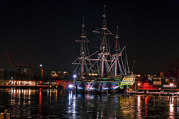 Night Mooring, night, boat, classic, ship, mooring, sailboat, mast, wood, reflection, time, nighttime, antique, sail, dock, water, vintage HD wallpaper